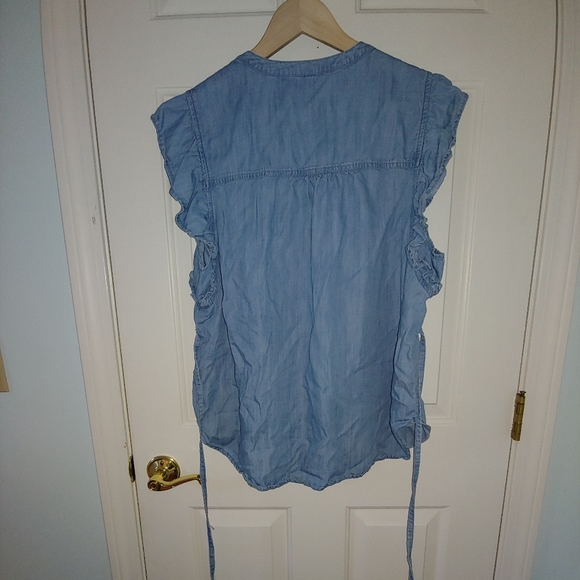 EUC Plus Size Melissa McCarthy Seven7 Button Down Embroidered Denim Top-Size 1X - Picture 6 of 16